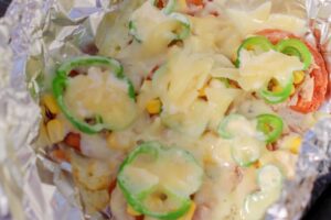 おせんべいピザできあがり